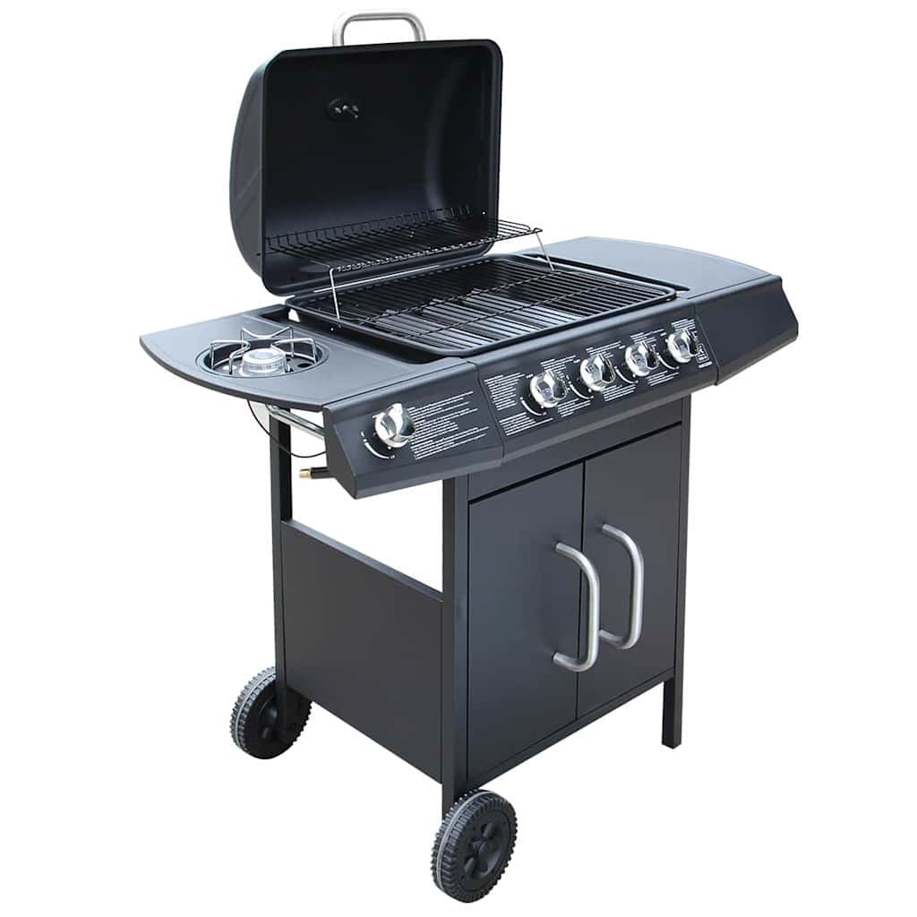 vidaXL Gasgrill 4+1 Brenner Schwarz