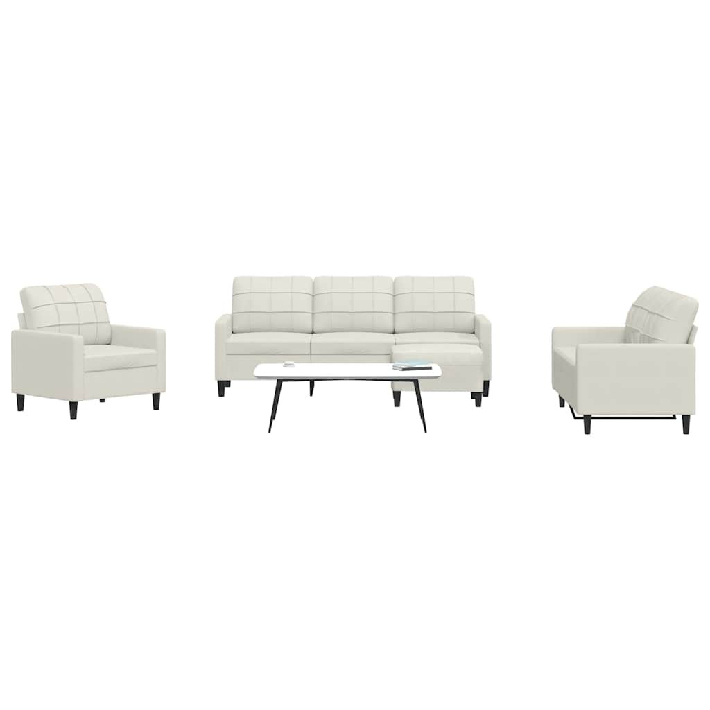 vidaXL 4-tlg. Sofagarnitur mit Kissen Creme Samt