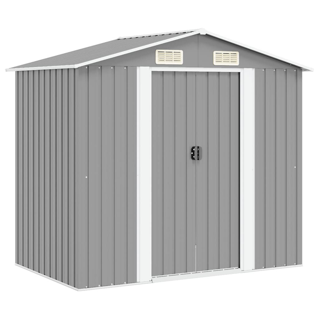 vidaXL Gartenschuppen Grau Metall 204 x 132 x 186 cm