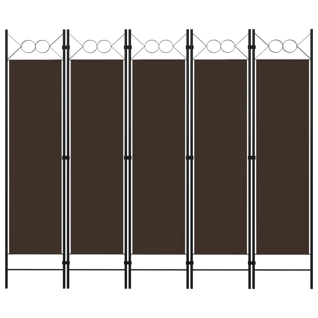 vidaXL 5-tlg. Raumteiler Braun 200 x 180 cm