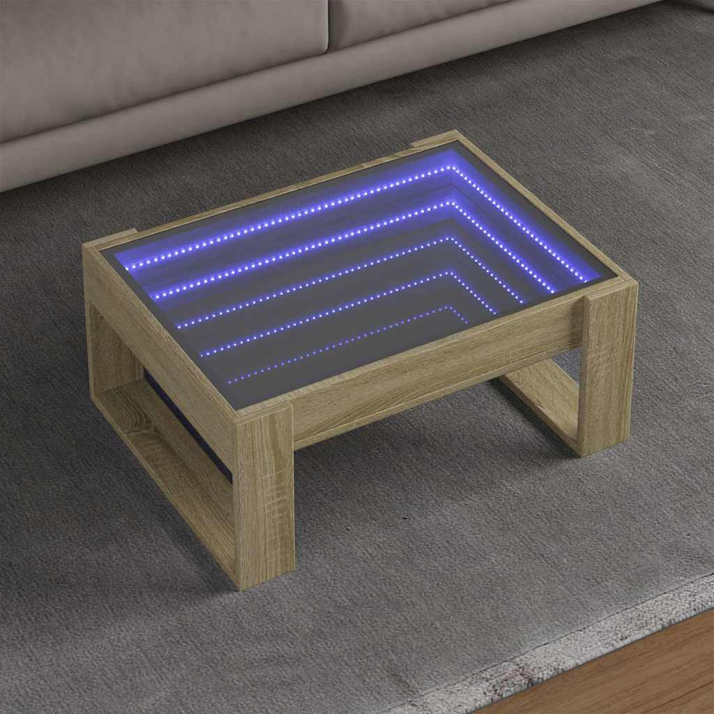 vidaXL Couchtisch mit Infinity-LED Sonoma-Eiche 70x53x30 cm