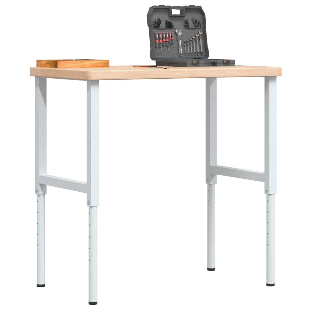 vidaXL Werkbank 100x60x(73-99,5) cm Massivholz Eiche Rechteckig