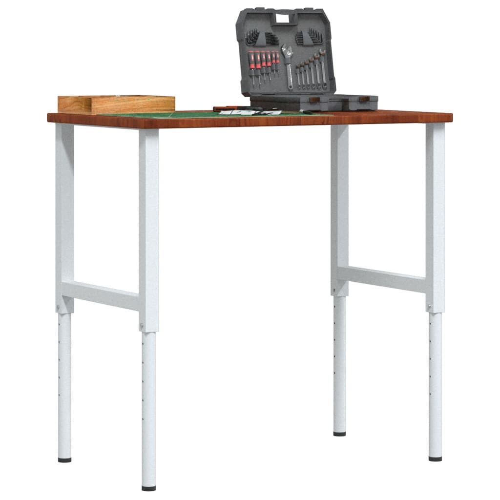 vidaXL Werkbank Dunkelbraun 100x60x(71,5-98) cm Massivholz Eiche