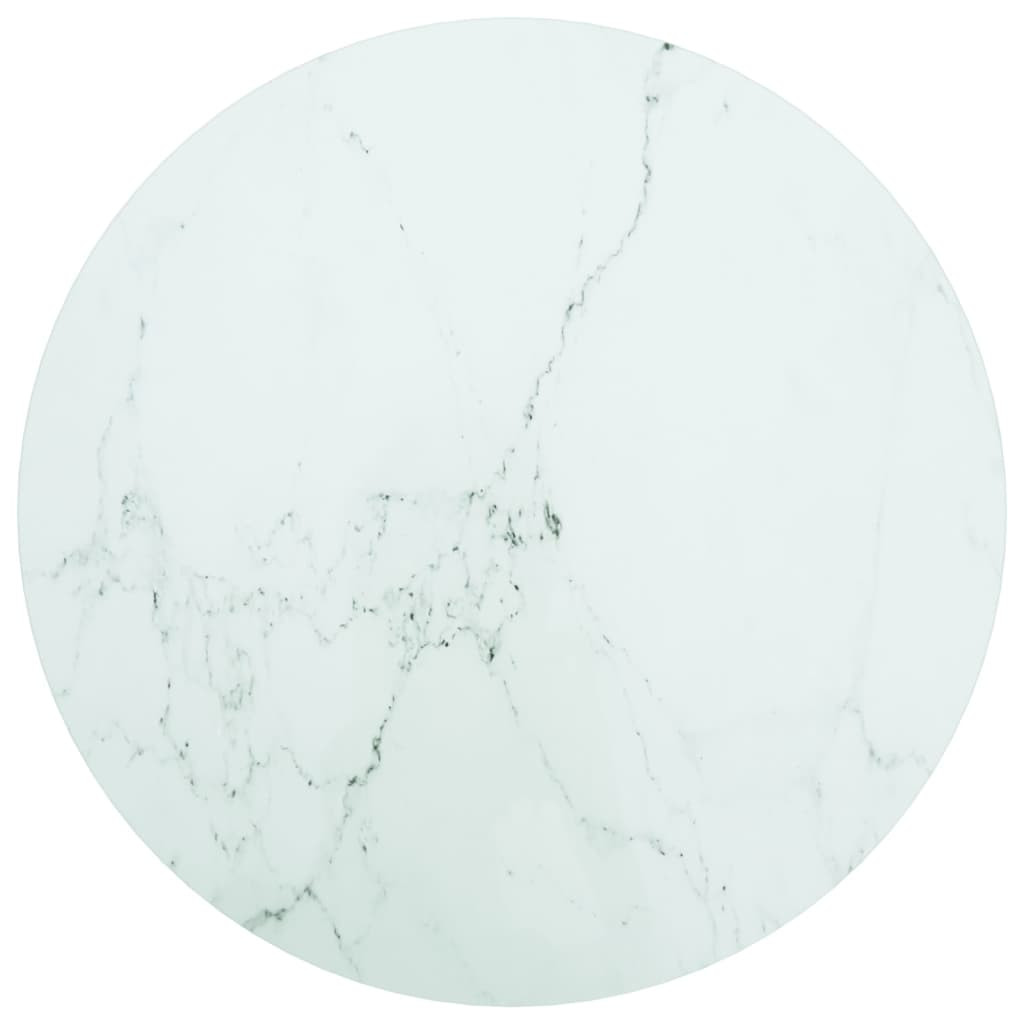 vidaXL Tischplatte Weiß Ø60x0,8 cm Hartglas in Marmoroptik