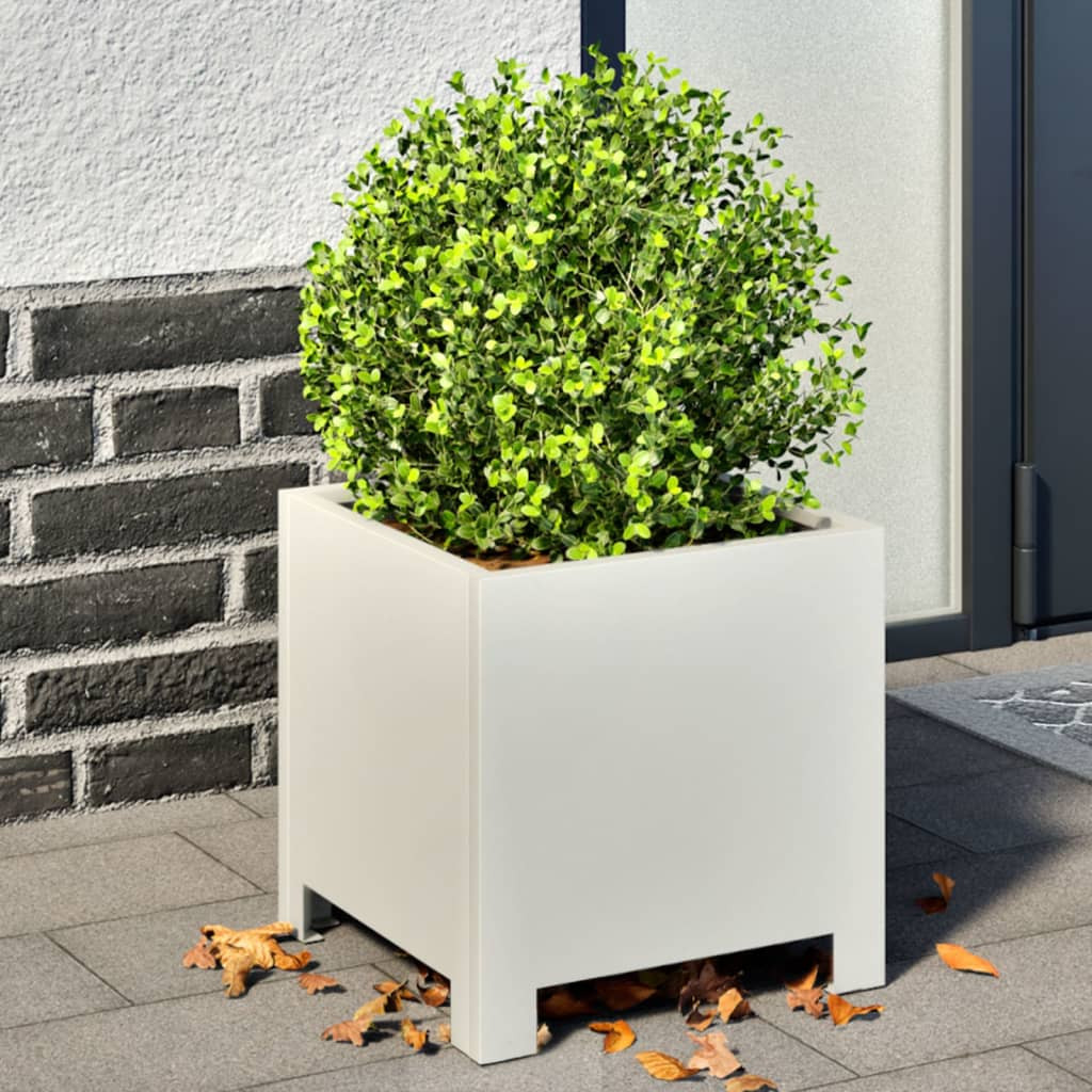 vidaXL Pflanzkübel 2 Stk. Weiß 30x30x30 Stahl