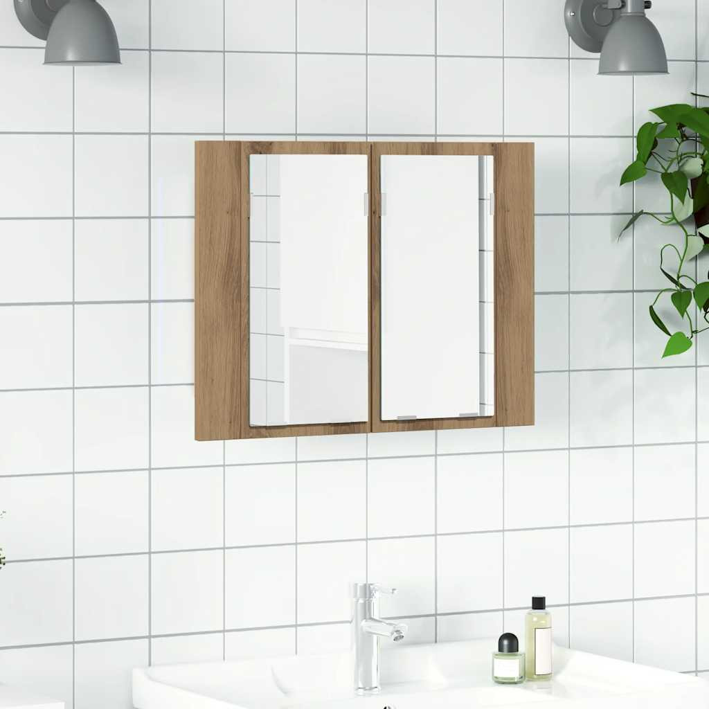 vidaXL LED-Spiegelschrank Artisan-Eiche 60x12x45 cm Holzwerkstoff