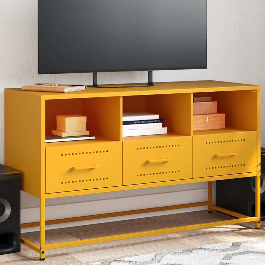 vidaXL TV-Schrank Senfgelb 100,5x39x60,5 cm Stahl