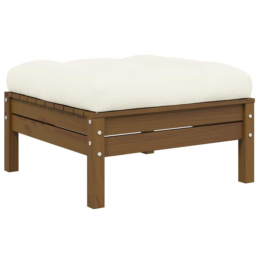 vidaXL Gartenhocker mit Creme Kissen Honigbraun Massivholz Kiefer