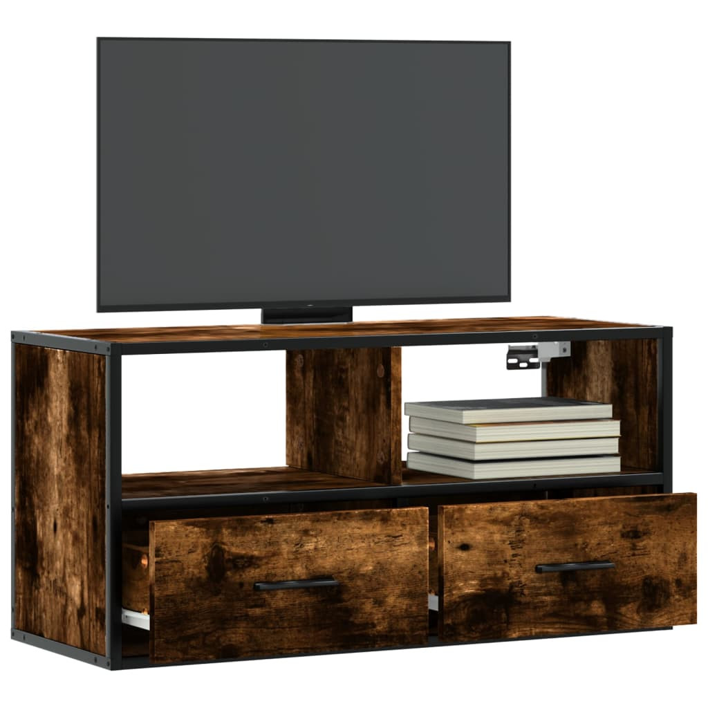 vidaXL TV-Schrank Räuchereiche 80x31x39,5 cm Holzwerkstoff und Metall