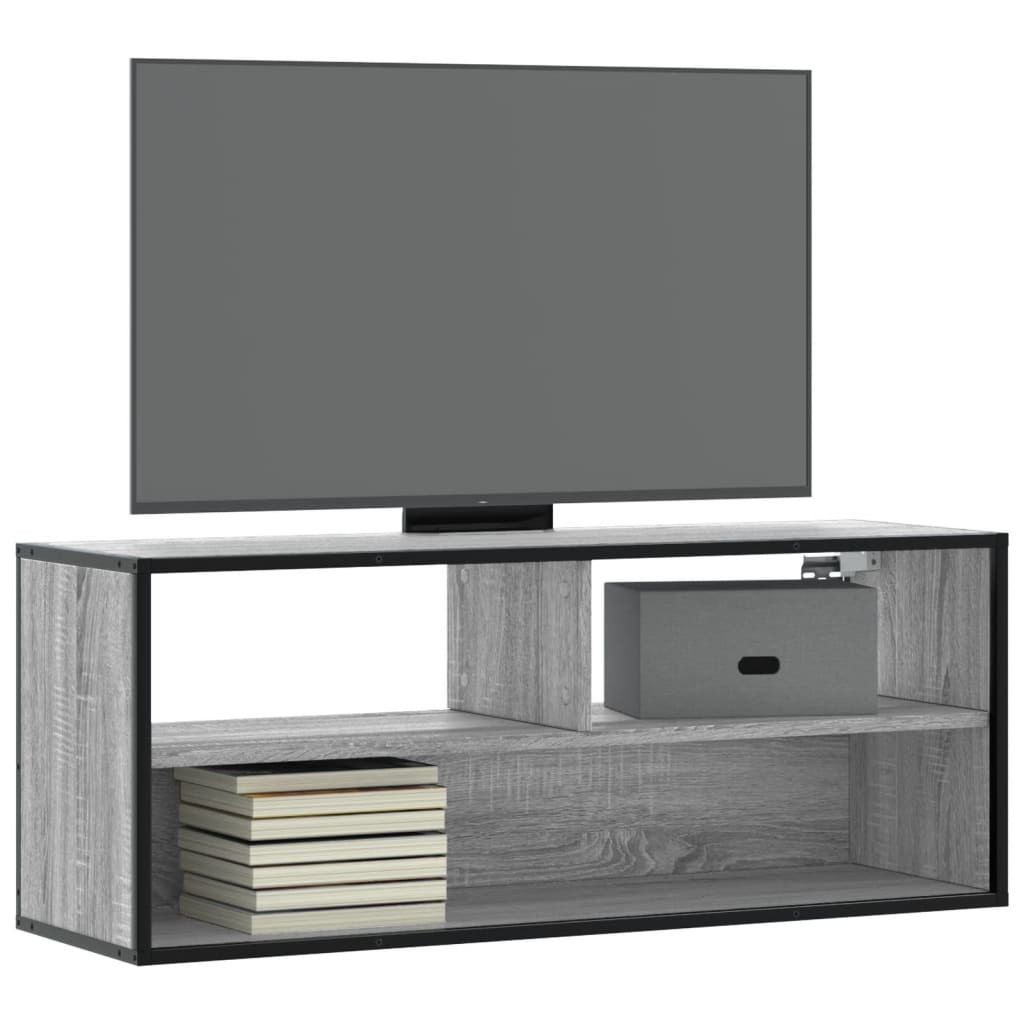 vidaXL TV-Schrank Grau Sonoma 100x31x39,5 cm Holzwerkstoff und Metall