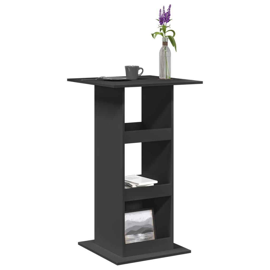 vidaXL Bartisch mit Ablagen Schwarz 60x60x102 cm Holzwerkstoff