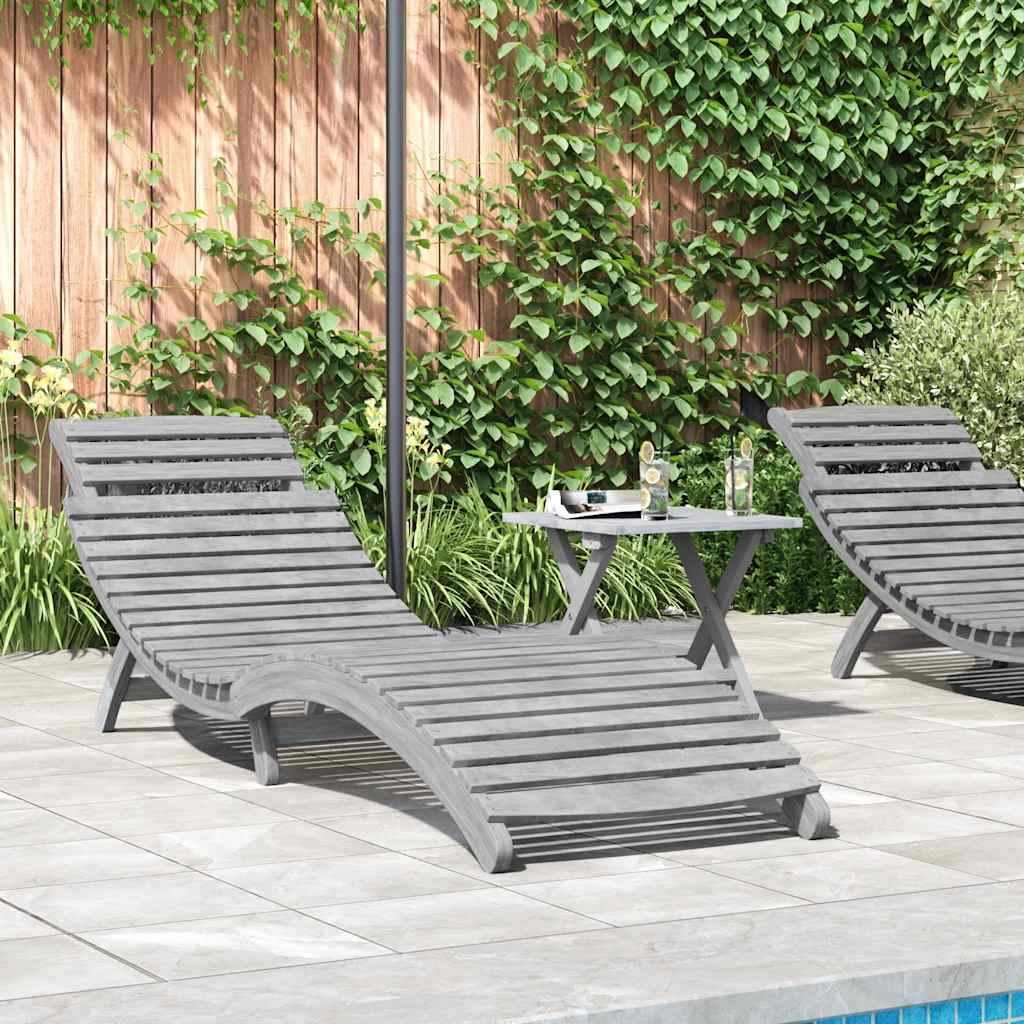 vidaXL Sonnenliege Grau 184x55x64 cm Massivholz Akazie