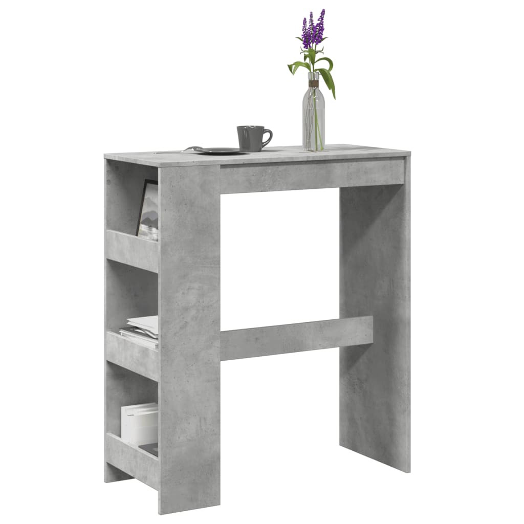 vidaXL Bartisch mit Regal Betongrau 90x40x103,5 cm Holzwerkstoff
