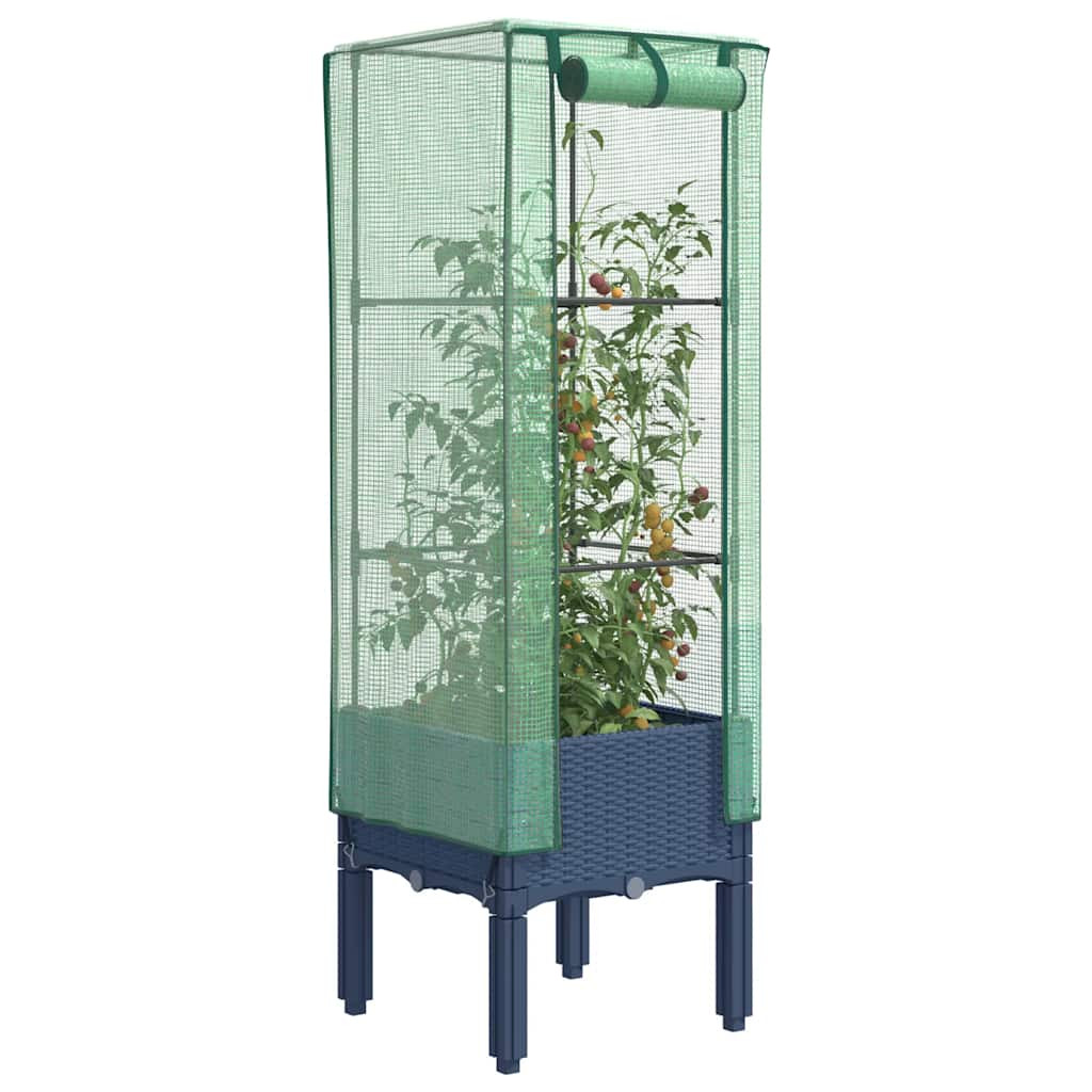 vidaXL Hochbeet mit Gewächshaus-Aufsatz Rattan-Optik 40x40x140 cm