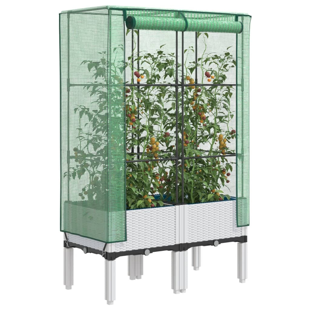 vidaXL Hochbeet mit Gewächshaus-Aufsatz Rattan-Optik 80x40x140 cm