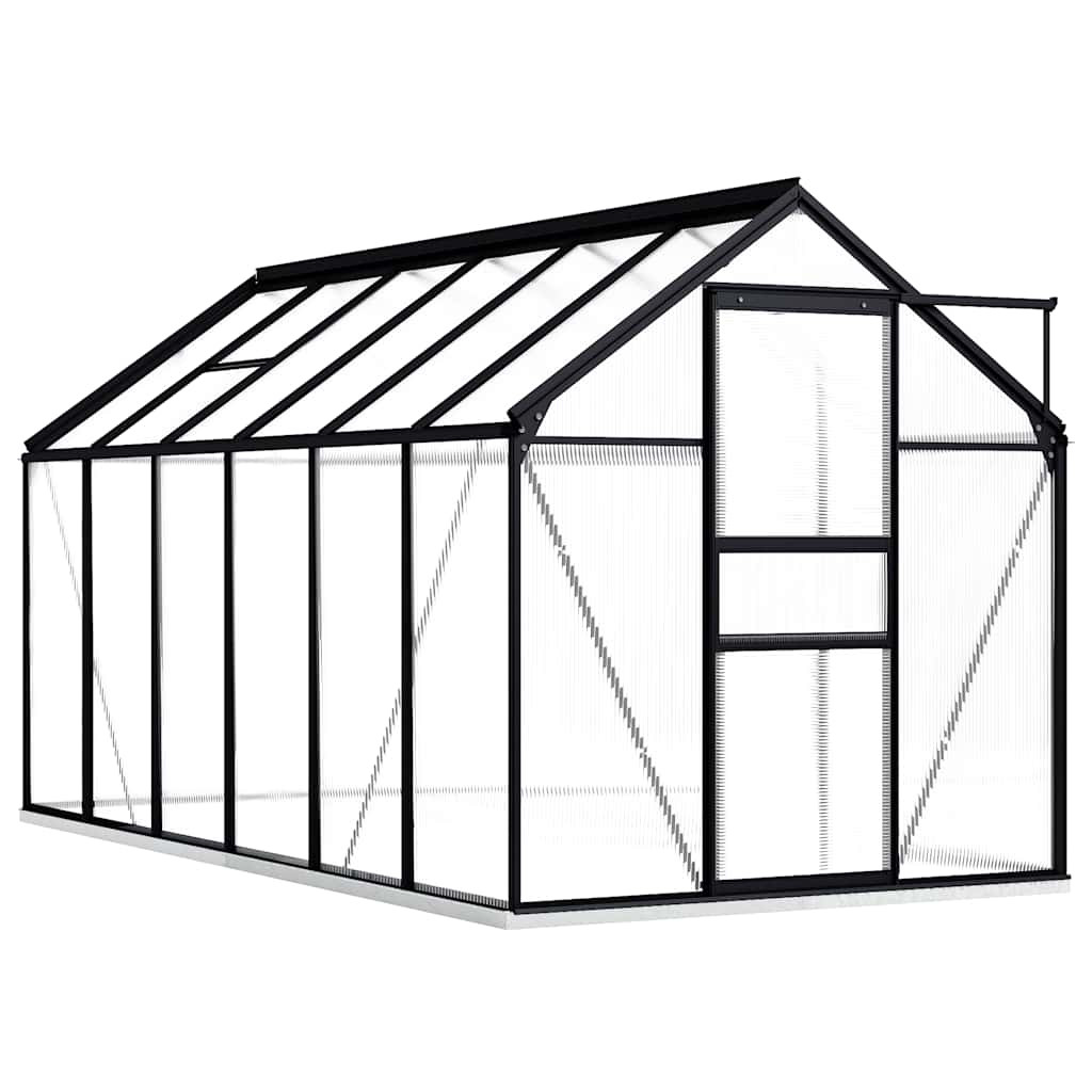 vidaXL Gewächshaus mit Fundament Anthrazit Aluminium 7,03 m²