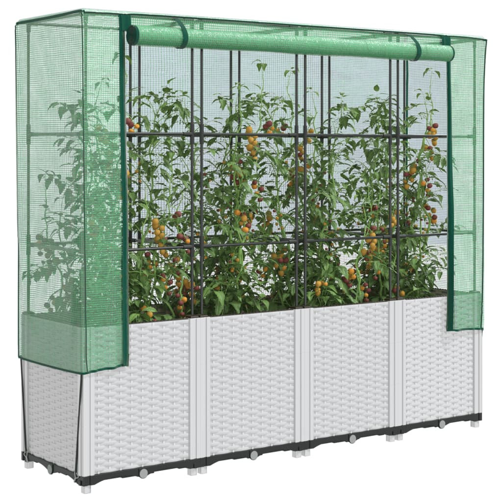 vidaXL Hochbeet mit Gewächshaus-Aufsatz Rattan-Optik 160x40x153 cm