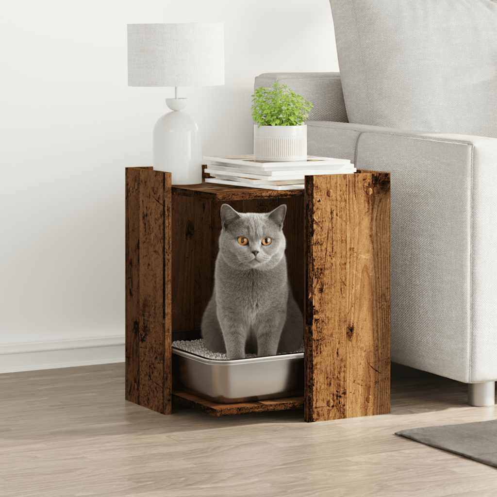 vidaXL Katzenklo Altholz-Optik 42x42x51 cm Holzwerkstoff