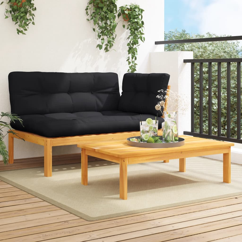 vidaXL 2-tlg. Garten-Sofagarnitur aus Paletten mit Kissen Akazienholz