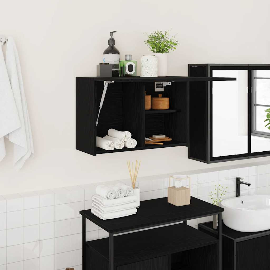 vidaXL Bad-Wandschrank Schwarz 60x25x40 cm Holzwerkstoff
