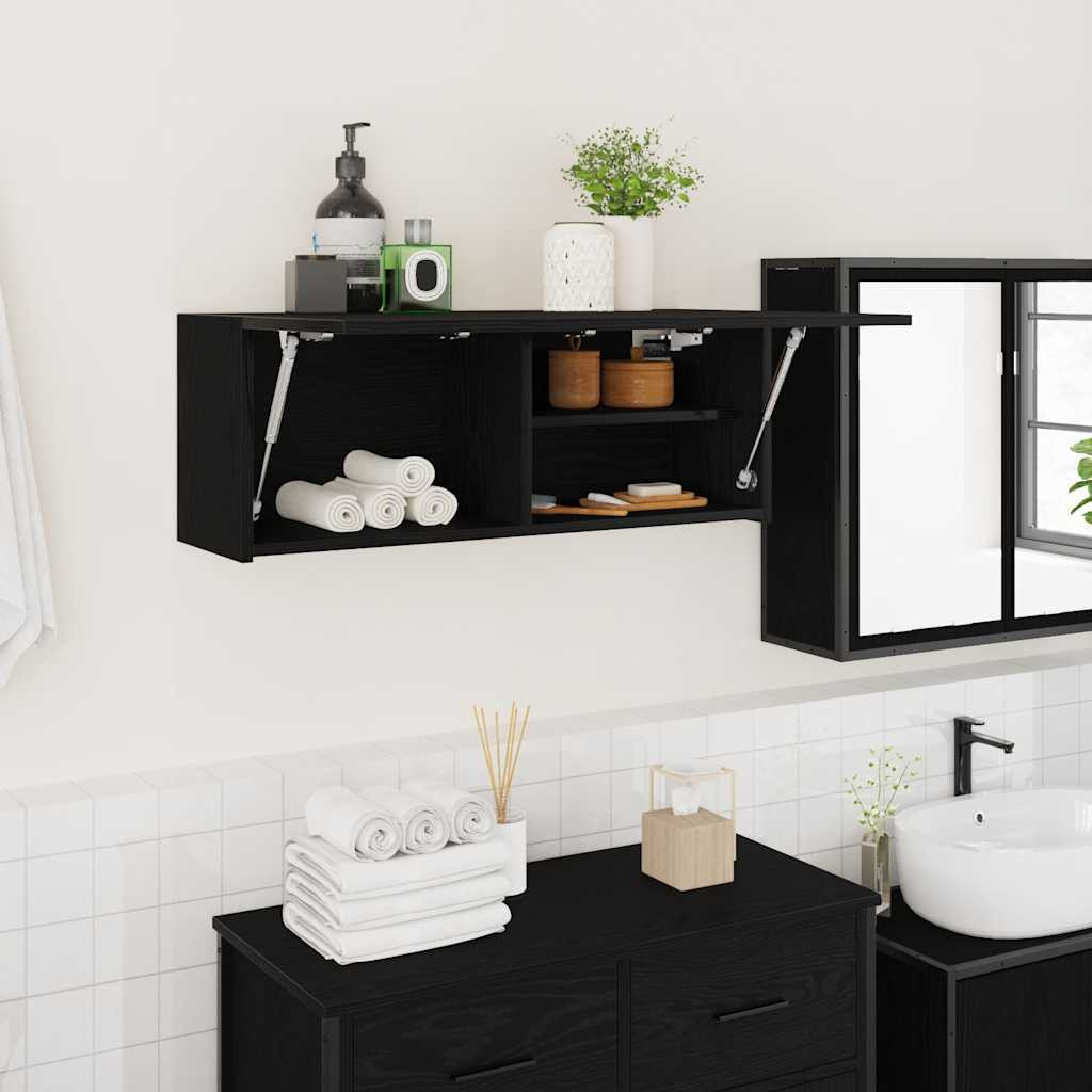 vidaXL Bad-Wandschrank Schwarz 80x25x30 cm Holzwerkstoff