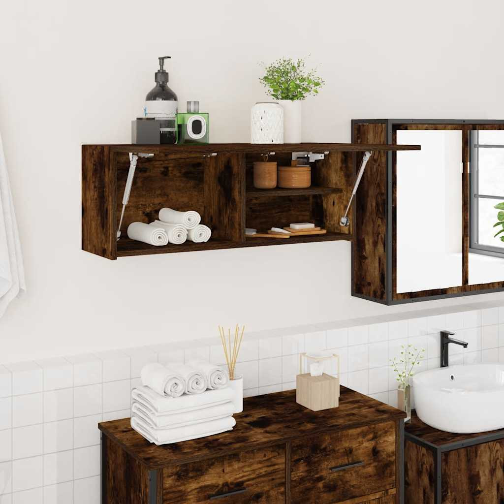 vidaXL Bad-Wandschrank Räuchereiche 80x25x30 cm Holzwerkstoff