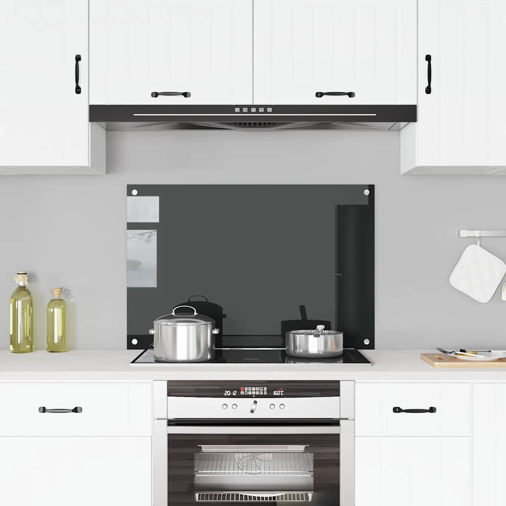 vidaXL Küchenrückwand Schwarz 90x60 cm Hartglas