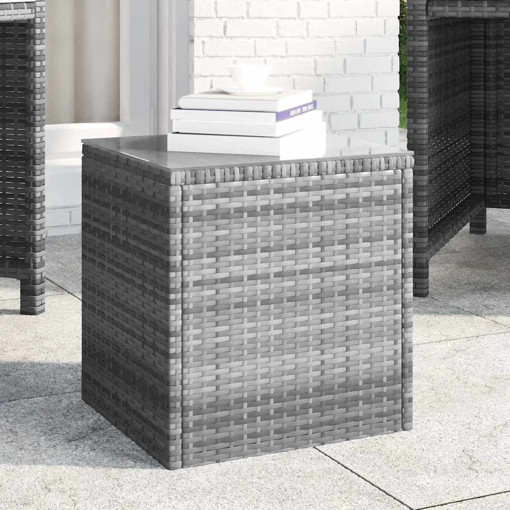 vidaXL Beistelltisch Grau 40x37x40,5 cm Poly Rattan und Hartglas
