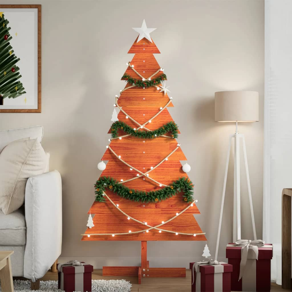 vidaXL Weihnachtsbaum zum Schmücken Wachsbraun 150cm Massivholz Kiefer