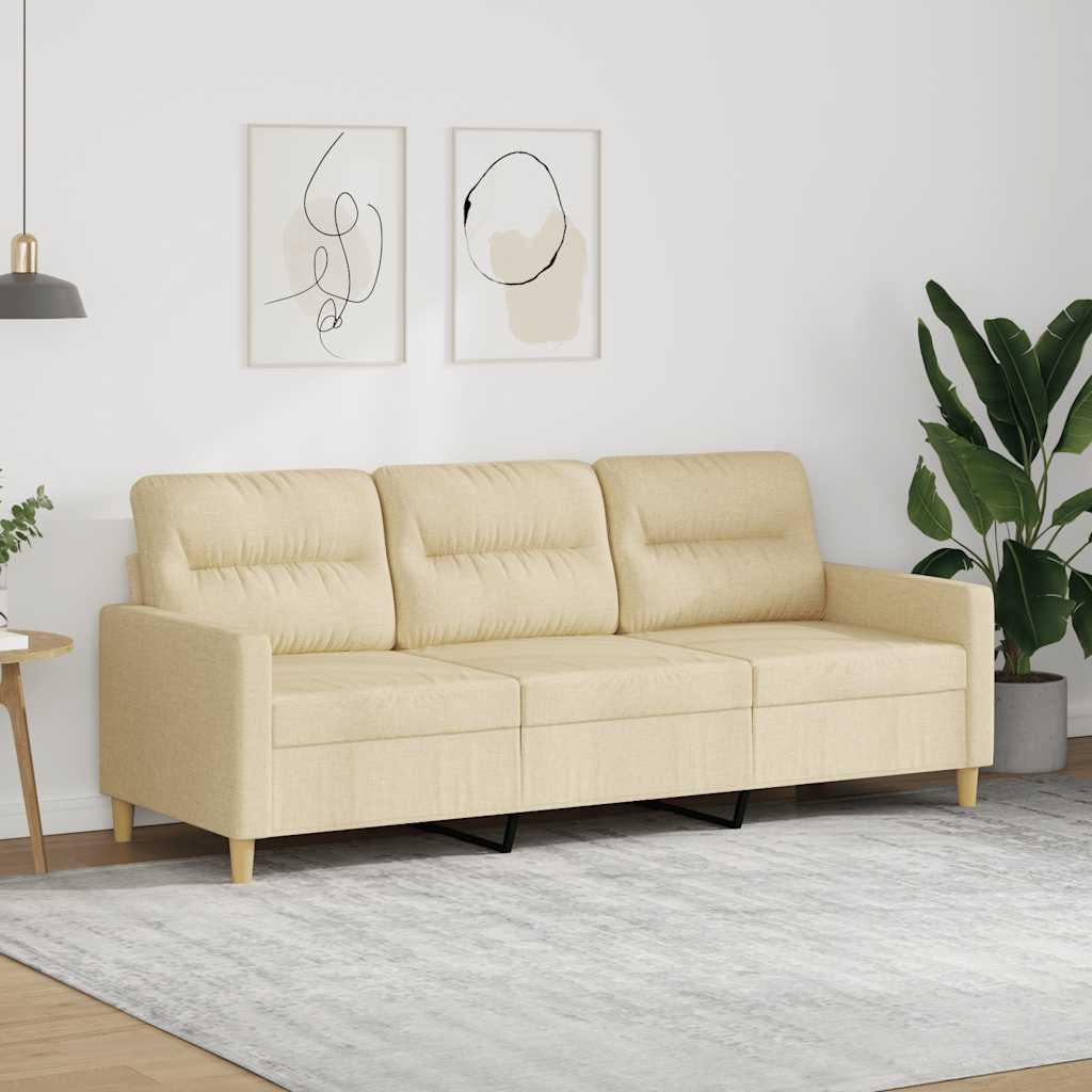 vidaXL 3-Sitzer-Sofa Creme 180 cm Stoff