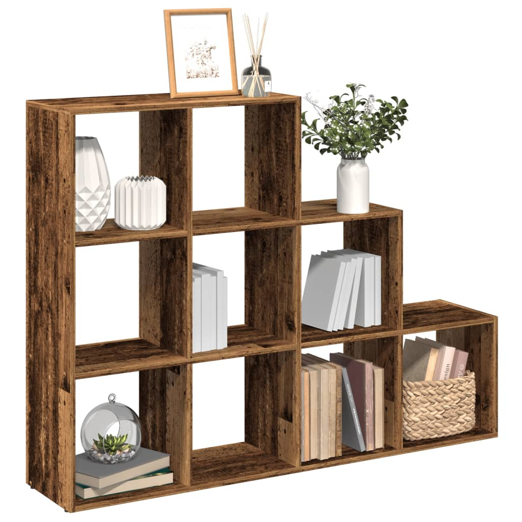 vidaXL Raumteiler-Bücherregal 3 Stufen Altholz-Optik 137,5x29x103,5 cm