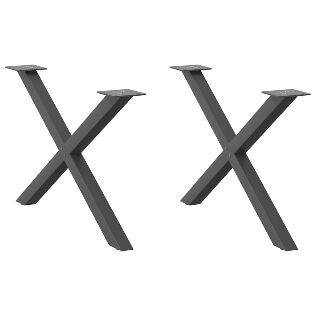 vidaXL Couchtischbeine X-Form 2 Stk. Anthrazit 70x(42-43) cm Stahl