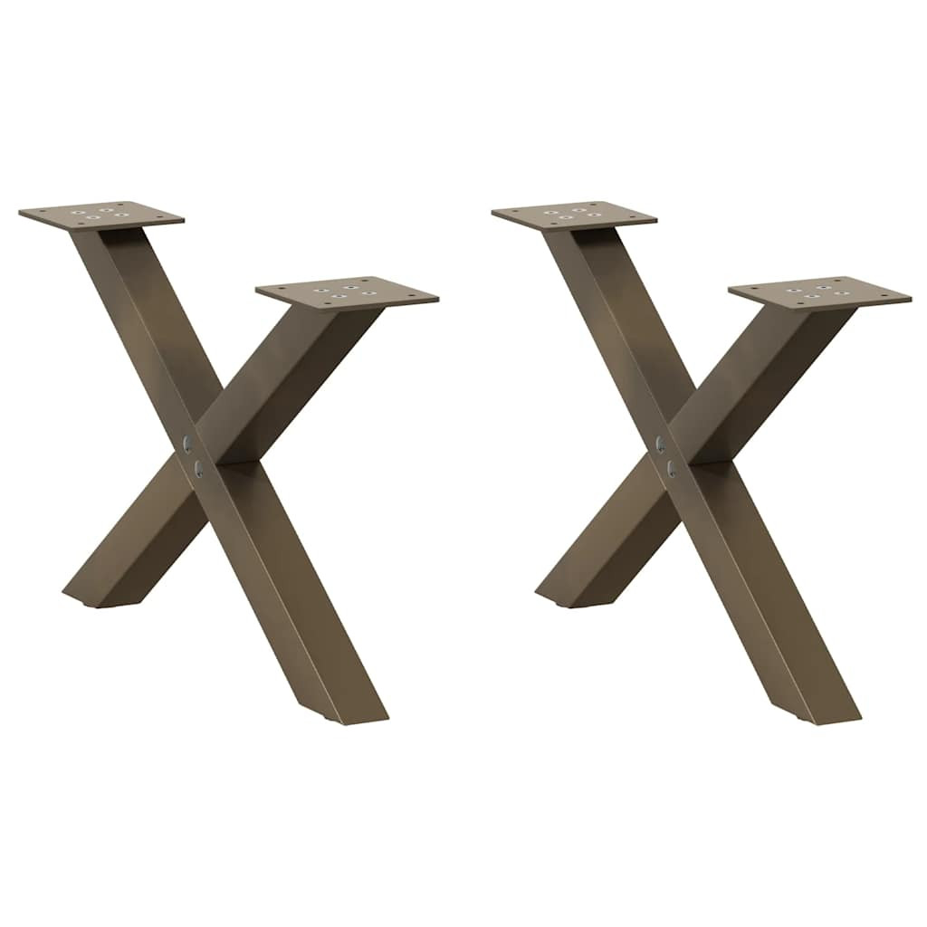 vidaXL Couchtischbeine X-Form 2 Stk. Naturstahl 60x(30-31) cm Stahl