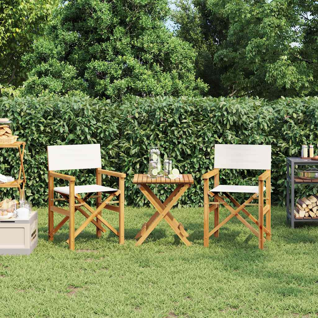 vidaXL Regiestühle 2 Stk. Klappbar Creme Massivholz Teak