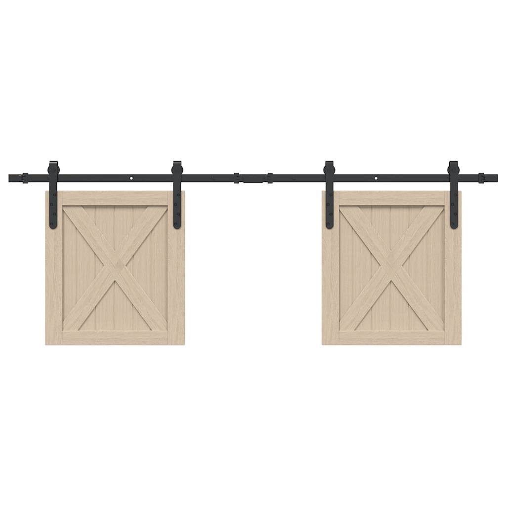 vidaXL Schiebetürbeschlag Set für Schranktüren 152 cm Karbonstahl