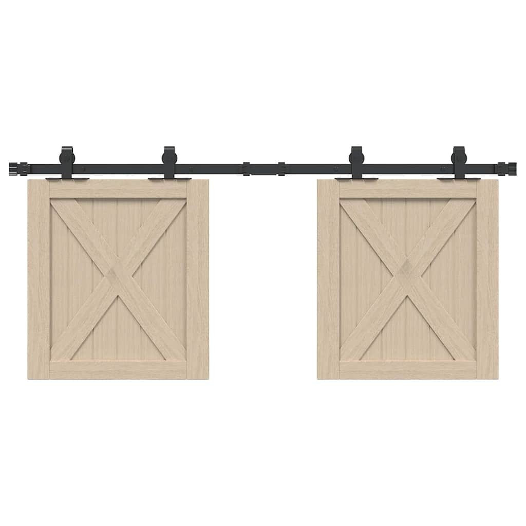 vidaXL Schiebetürbeschlag Set für Schranktüren 122 cm Karbonstahl