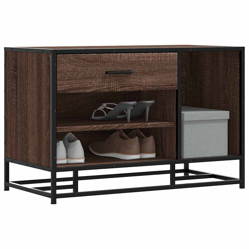 vidaXL Schuhbank Braun Eichen-Optik 80x40x53,5 cm Holzwerkstoff Metall