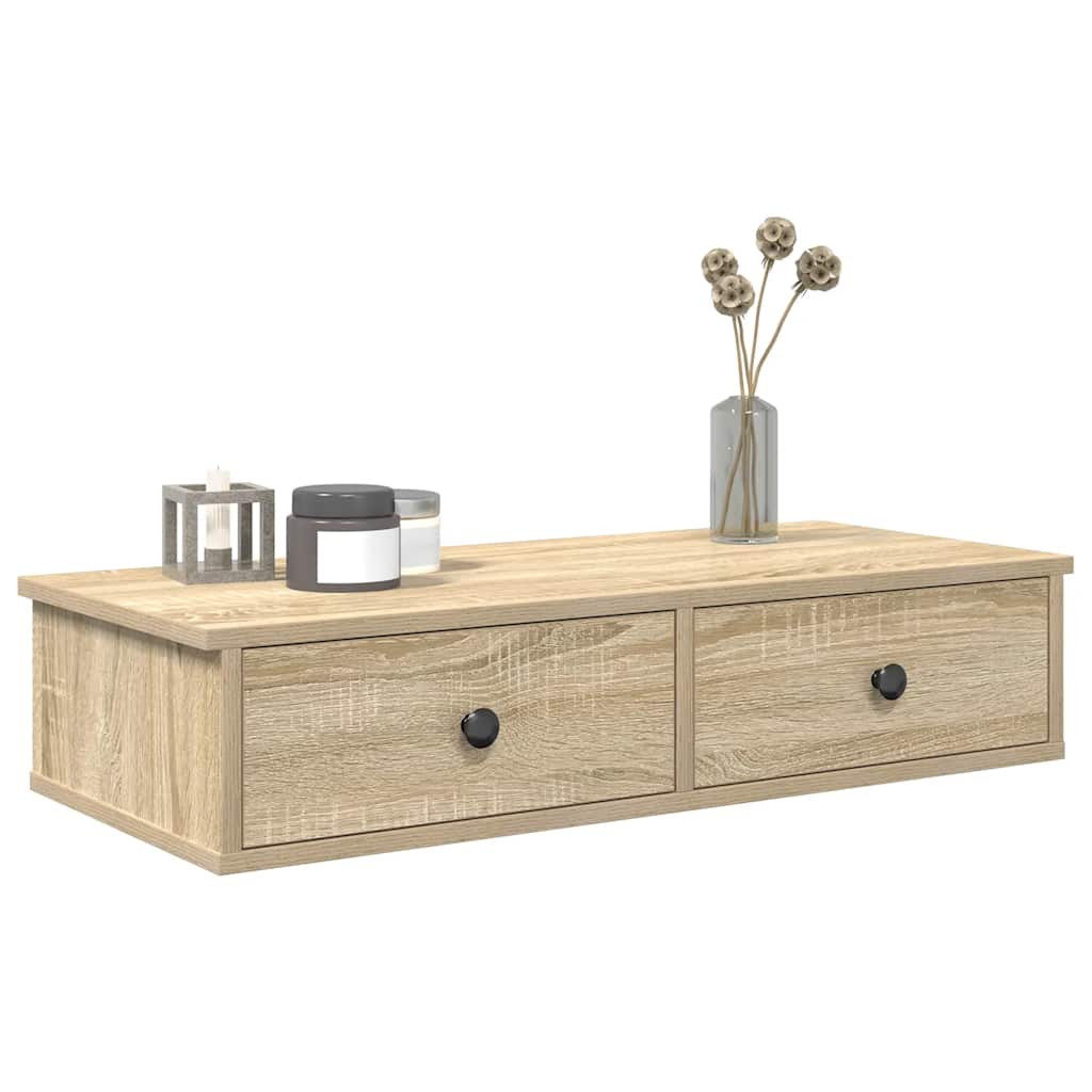 vidaXL Wandregal mit Schubladen Sonoma-Eiche 80x34x17 cm Holzwerkstoff