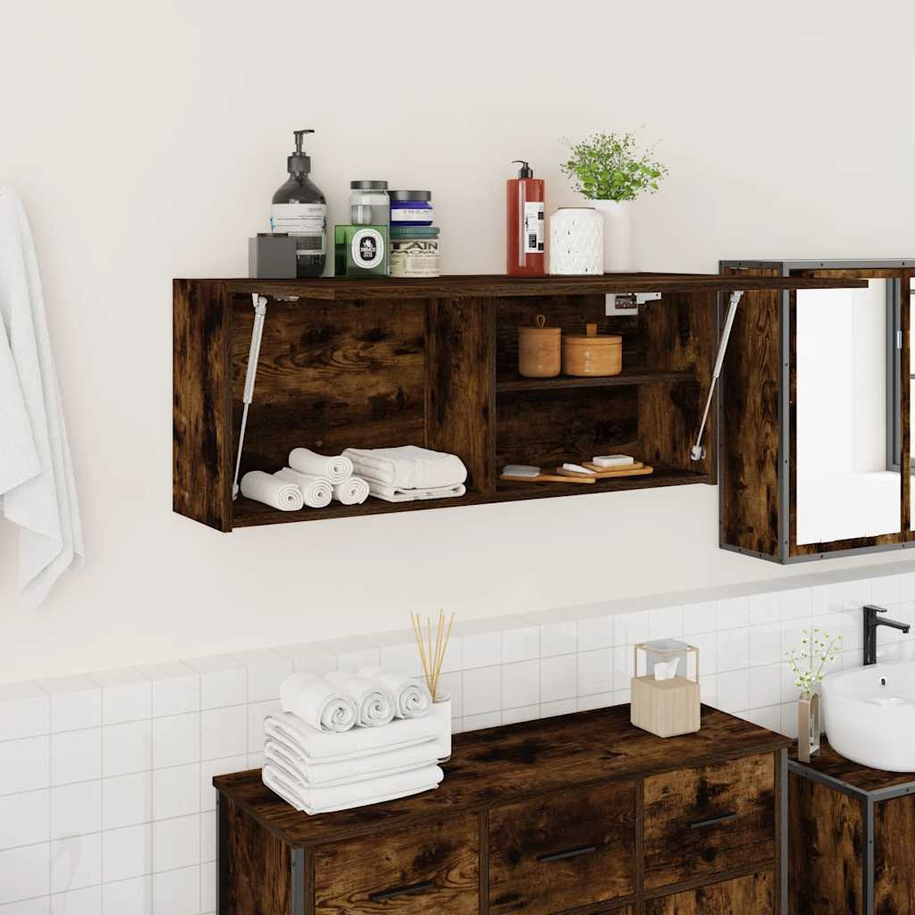 vidaXL Bad-Wandschrank Räuchereiche 100x25x40 cm Holzwerkstoff
