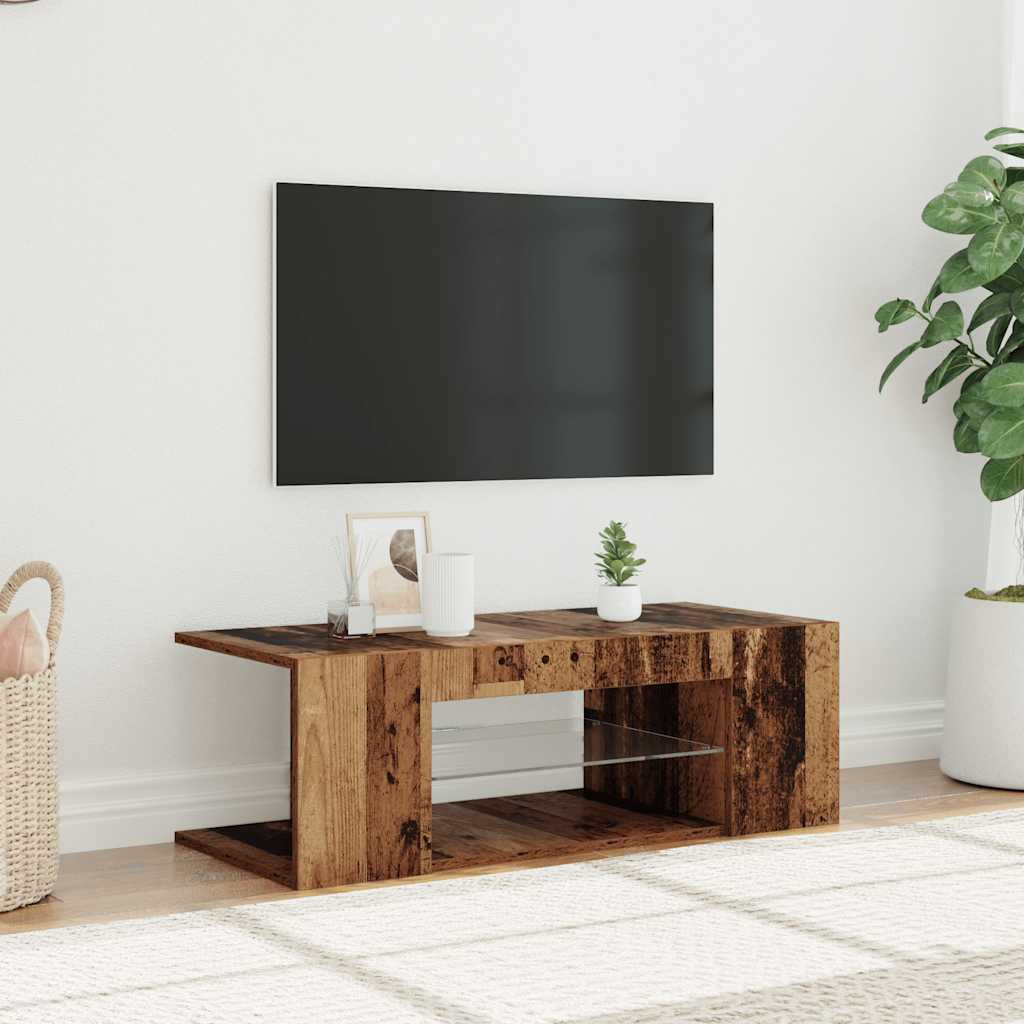 vidaXL TV-Schrank mit LED-Leuchten Altholz-Optik 90x39x30 cm