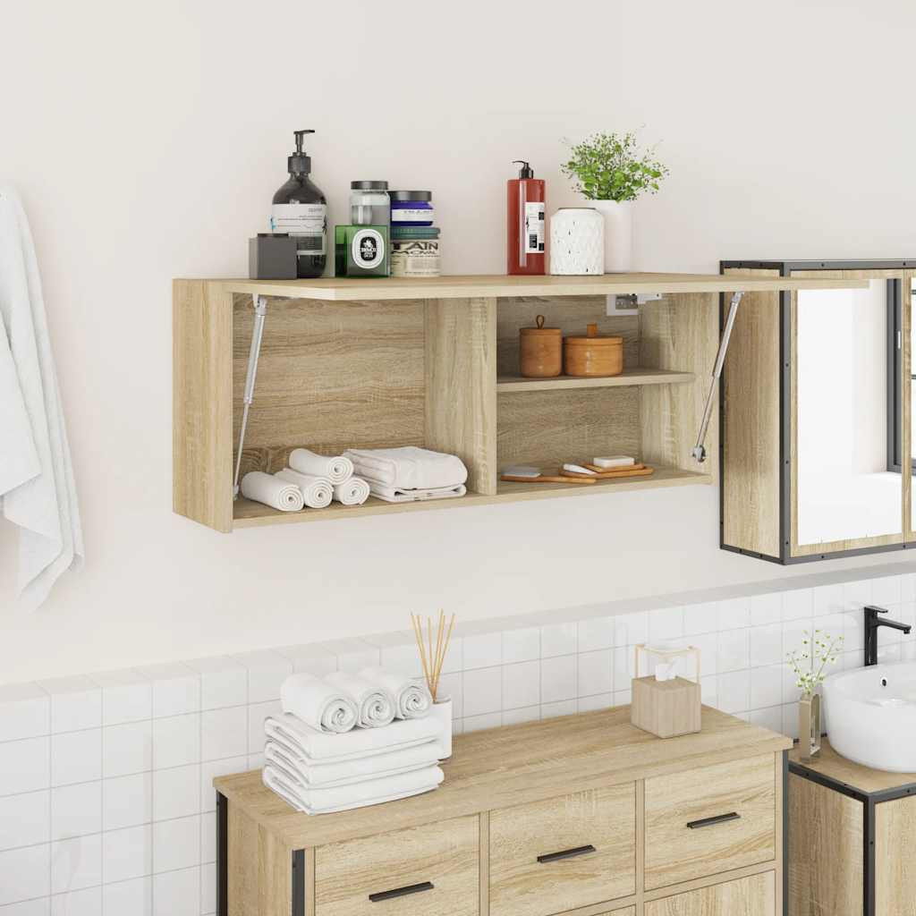 vidaXL Bad-Wandschrank Sonoma-Eiche 100x25x40 cm Holzwerkstoff