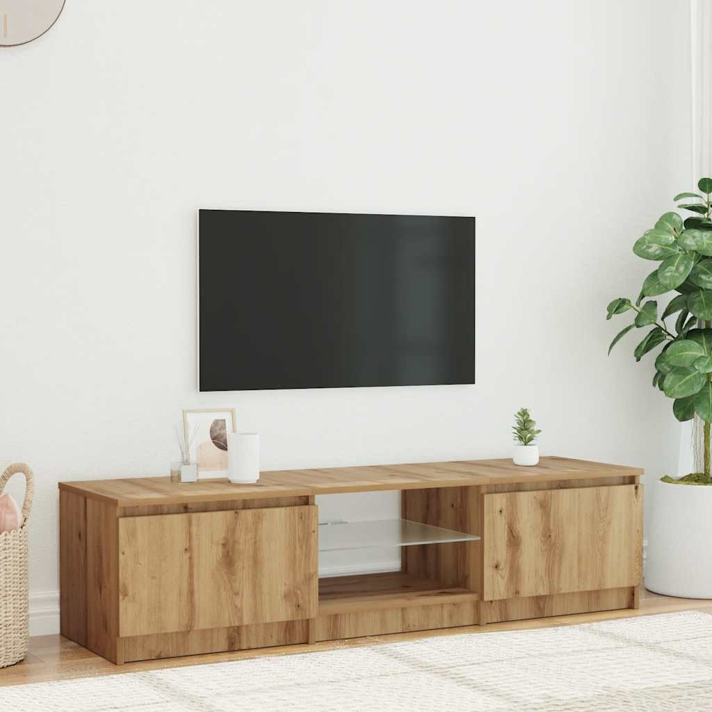 vidaXL TV-Schrank mit LED-Leuchten Artisan-Eiche 140x40x36 cm