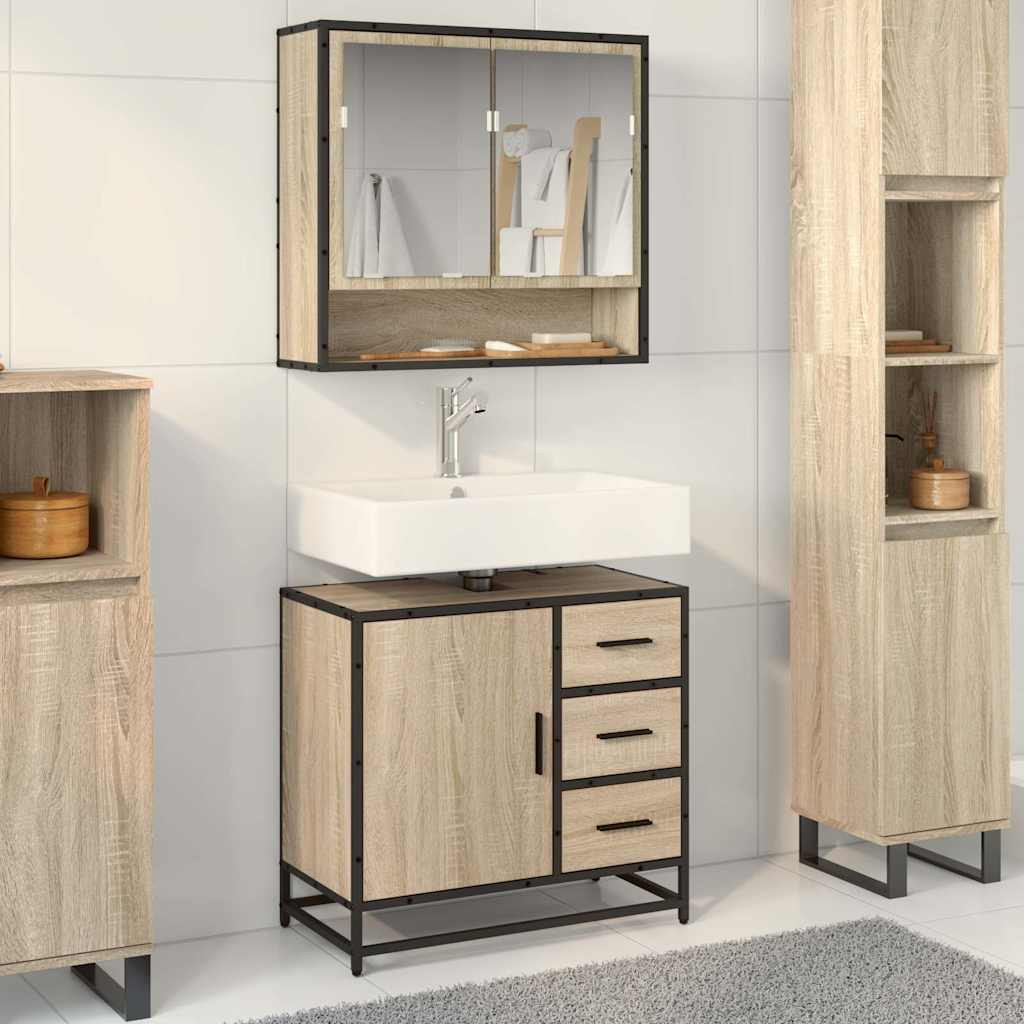 vidaXL Badschrank Sonoma-Eiche 65x33x60 cm Holzwerkstoff