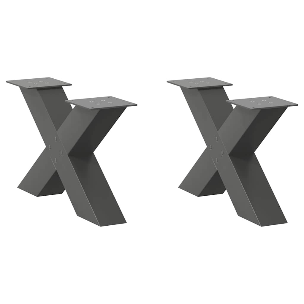 vidaXL Couchtischbeine X-Form 2 Stk. Anthrazit 50x(30-31) cm Stahl