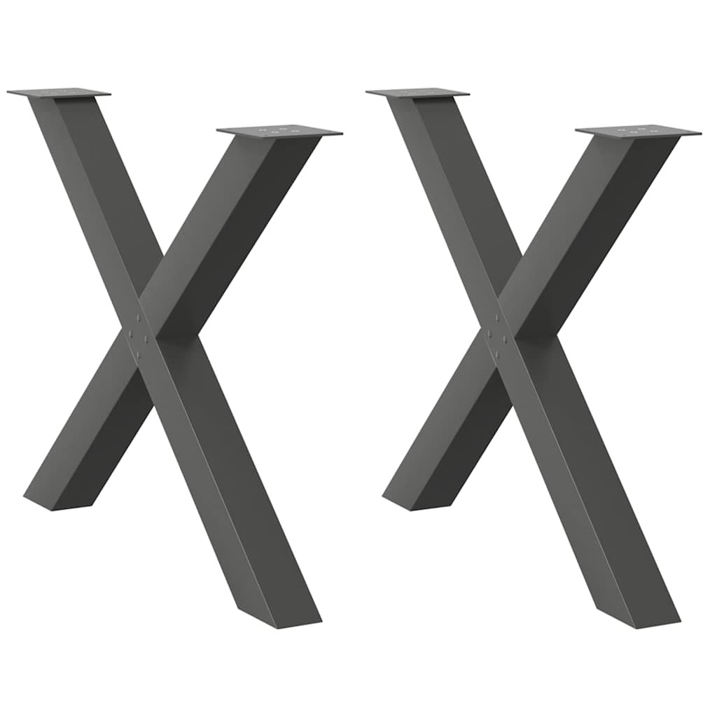 vidaXL Esstischbeine X-Form 2 Stk. Anthrazit 90x(72-73) cm Stahl