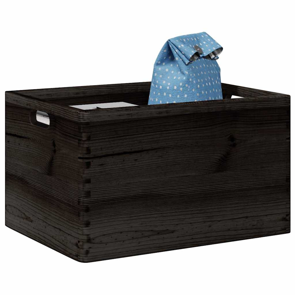 vidaXL Holzkiste mit Griffen Schwarz 40x30x23 cm Massivholz Kiefer