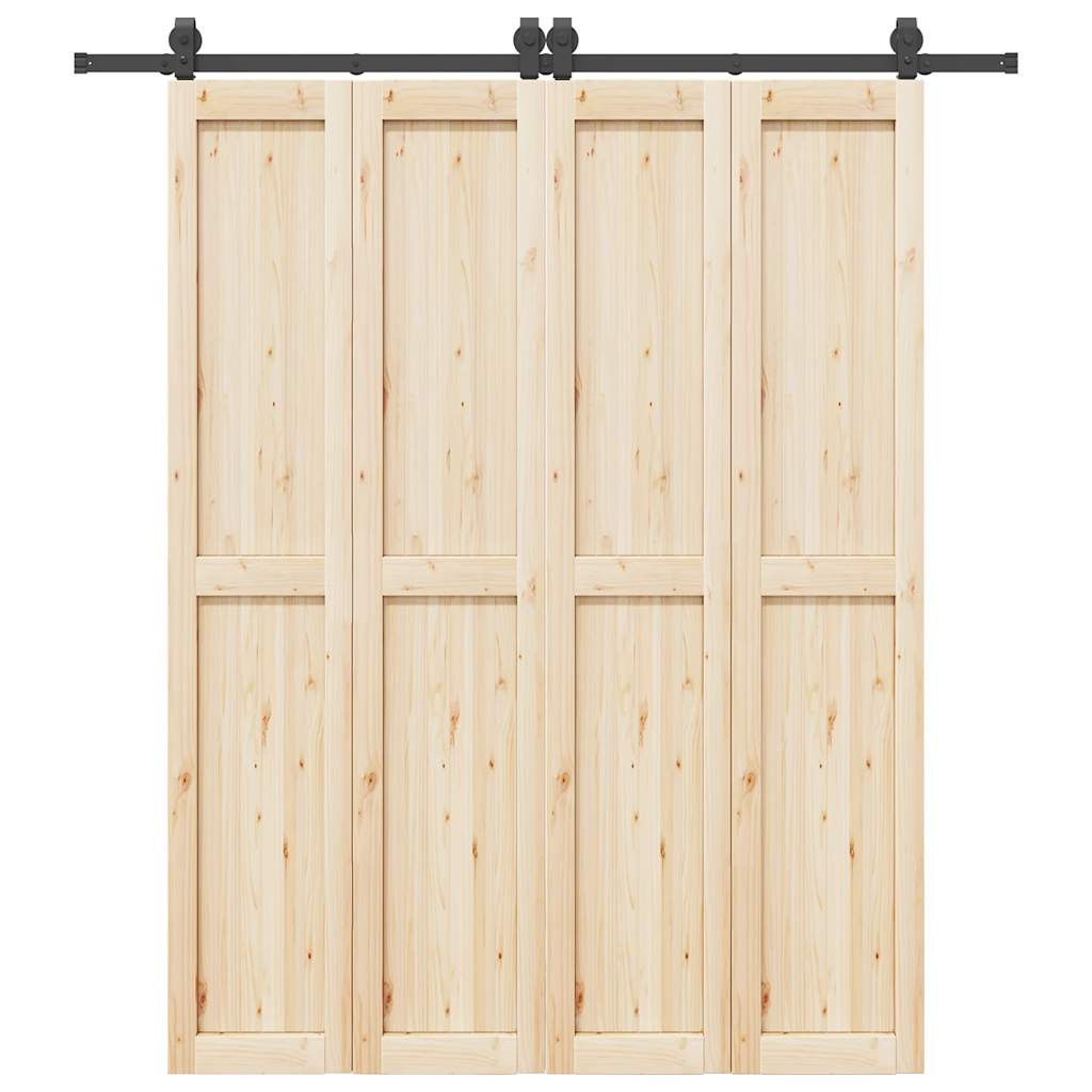 vidaXL Schiebetürbeschlag-Set 200 cm Stahl Schwarz