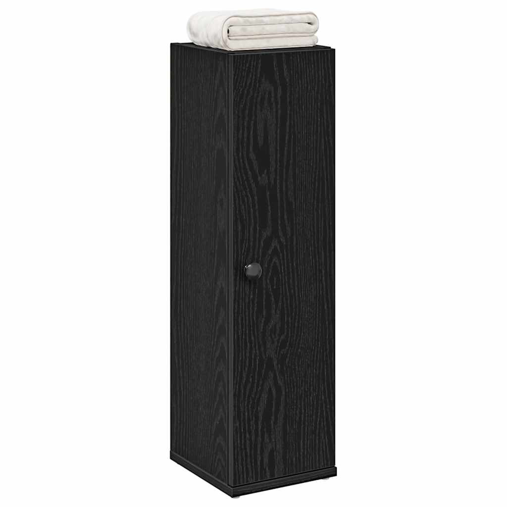 vidaXL Badezimmerschrank mit Rollenhalter Schwarz 20,5x22x72 cm