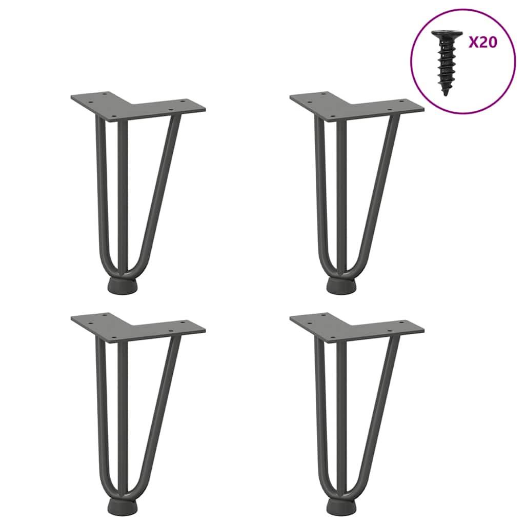 vidaXL Haarnadelbeine für Couchtisch 4 Stk. Anthrazit 20 cm Massivstahl