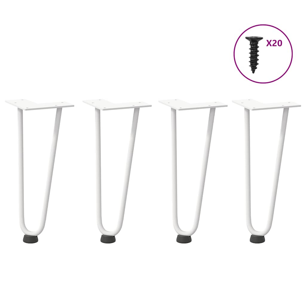 vidaXL Haarnadelbeine für Couchtisch 4 Stk. Weiß 30 cm Massivstahl